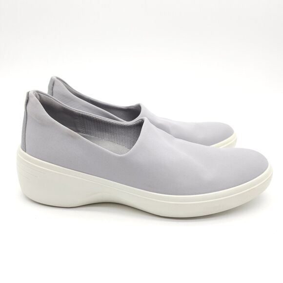 ECCO Soft 7 (Womens Size 9-9.5) Wedge Slip-On Sneakers Shoes Gray White Loafers - Picture 5 of 9